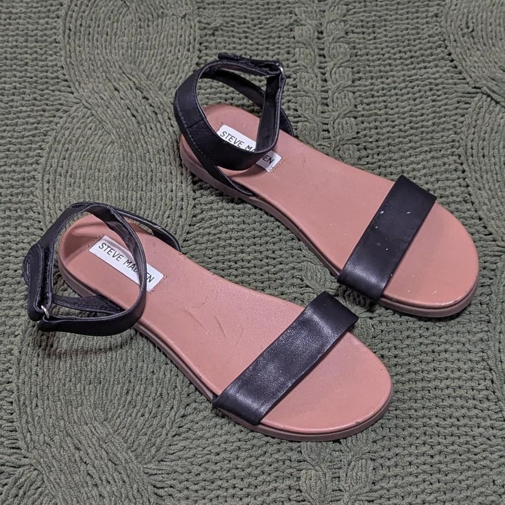 Steve Madden Sandals Velcro Ankle Strap Black And Brown